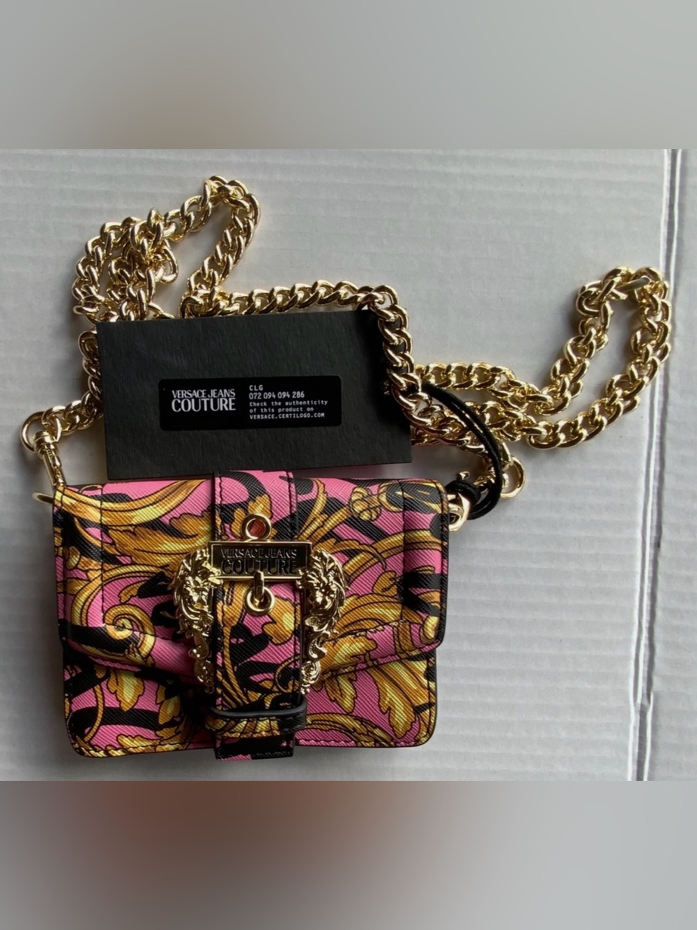 Versace Jeans Collection Pink & Gold Baroque Crossbody Bag